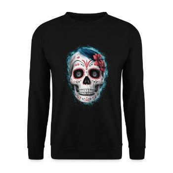 Day of the dead / Sugar Skull / Female / Flowers - Unisex Sweatshirt - black - Front - Alina (178cm) & Michal (187cm)