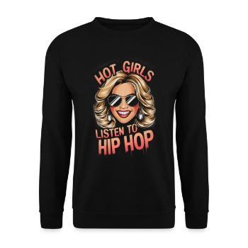 Hot girls listen to hip hop - Unisex Sweatshirt - black - Front - Alina (178cm) & Michal (187cm)