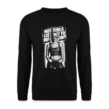 Hot girls listen to hip hop - Unisex Sweatshirt - black - Front - Alina (178cm) & Michal (187cm)