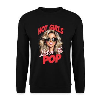 hot girls listen to pop - Unisex Sweatshirt - black - Front - Alina (178cm) & Michal (187cm)