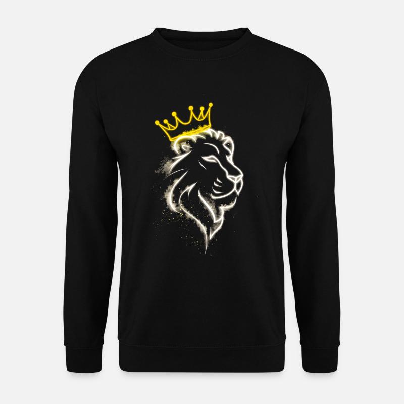 Lion Lignes Blanches Avec Couronne - Sweat-shirt Unisexe - noir