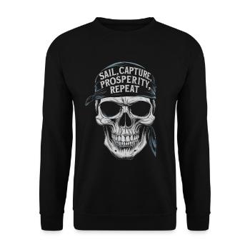 Piratensegel erobern Souveränität Wiederholung - Unisex Pullover - Schwarz - Vorne - Alina (178cm) & Michal (187cm)