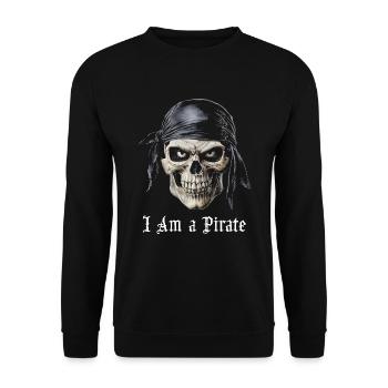 skull i am a pirate with eyes - Unisex Sweatshirt - black - Front - Alina (178cm) & Michal (187cm)