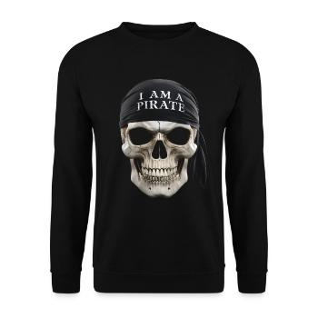 skull i am a pirate bandana - Unisex Sweatshirt - black - Front - Alina (178cm) & Michal (187cm)