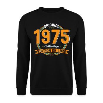 Anniversaire 50 ans - Original 1975 Authentique - Sweat-shirt Unisexe - noir - Devant - Alina (178cm) & Michal (187cm)