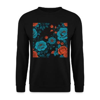 Beautiful colorful flowers pattern - Unisex Sweatshirt - black - Front - Alina (178cm) & Michal (187cm)