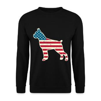 4th of July Boxer American Flag Dog USA - Unisex Sweatshirt - black - Front - Alina (178cm) & Michal (187cm)