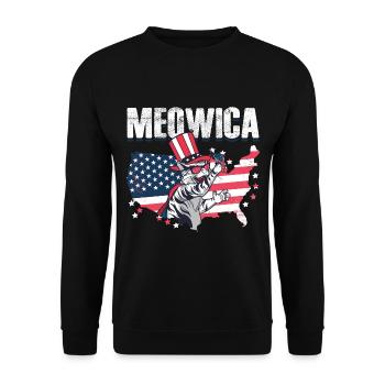 Meow America US Flag Patriotic Cat - Unisex Sweatshirt - black - Front - Alina (178cm) & Michal (187cm)