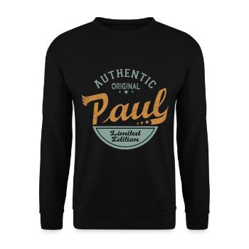 Paul name Gift Personalized Tshirt Paul - Unisex Sweatshirt - black - Front - Alina (178cm) & Michal (187cm)