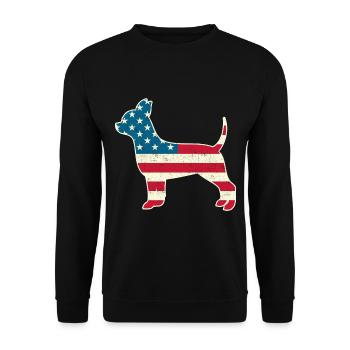 4th of July Chihuahua Dog American Flag USA - Unisex Pullover - Schwarz - Vorne - Alina (178cm) & Michal (187cm)
