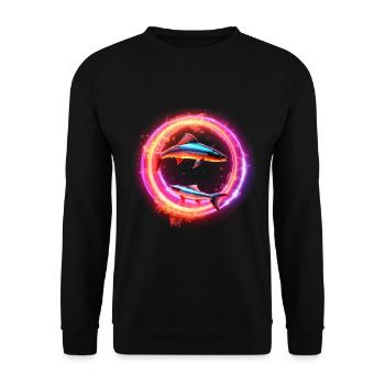 Pisces Hypno Neon Ring - Unisex Sweatshirt - black - Front - Alina (178cm) & Michal (187cm)