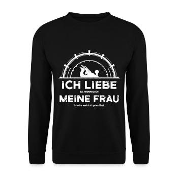 Liebe meine Frau, Werkstatt, Schrauben, Bastler - Unisex Pullover - Schwarz - Vorne - Alina (178cm) & Michal (187cm)