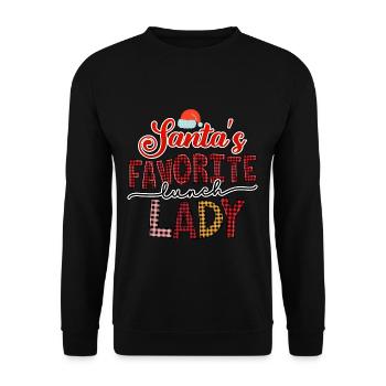 Santa's Favorite Lunch Lady - Unisex Pullover - Schwarz - Vorne - Alina (178cm) & Michal (187cm)