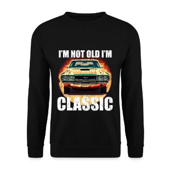 "I'm Not Old, I'm Classic - Muscle Car T-Shirt for - Unisex Sweatshirt - black - Front - Alina (178cm) & Michal (187cm)