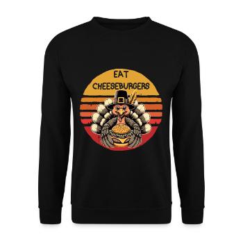 Mangez des cheeseburgers Thanksgiving dinde graphique - Sweat-shirt Unisexe - noir - Devant - Alina (178cm) & Michal (187cm)