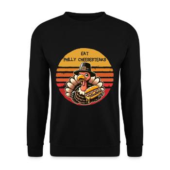 Eat Philly Cheesesteaks Thanksgiving Turkey - Unisex Sweatshirt - black - Front - Alina (178cm) & Michal (187cm)