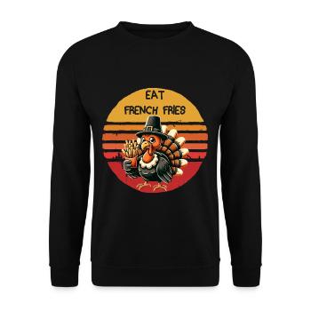 Manger des frites Thanksgiving dinde graphique - Sweat-shirt Unisexe - noir - Devant - Alina (178cm) & Michal (187cm)