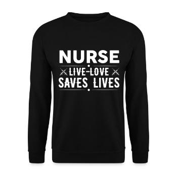 Nurse Live Love Saves Lives Funny - Unisex Sweatshirt - black - Front - Alina (178cm) & Michal (187cm)