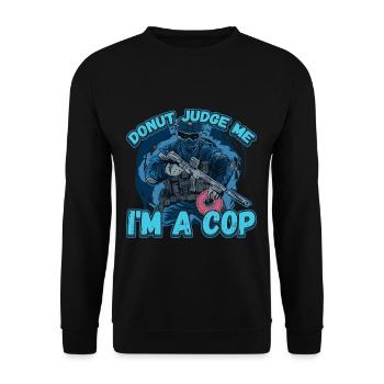 Conception de la ligne bleue pour un agent de police - Sweat-shirt Unisexe - noir - Devant - Alina (178cm) & Michal (187cm)