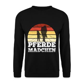 Pferde Mädchen Western Halter Pferd Reiten - Unisex Pullover - Schwarz - Vorne - Alina (178cm) & Michal (187cm)