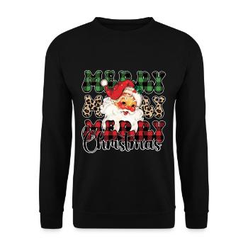 Merry Merry Merry Christmas Xmas Santa - Unisex Sweatshirt - black - Front - Alina (178cm) & Michal (187cm)