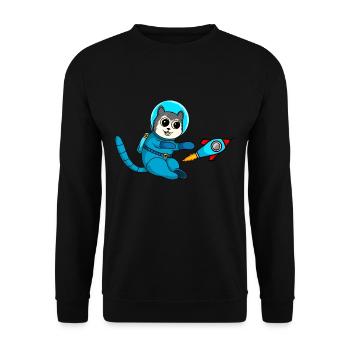Cute comic cats astronaut in space - Unisex Sweatshirt - black - Front - Alina (178cm) & Michal (187cm)