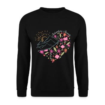 Outdoor Abenteuer Wandern Berge Reisende - Unisex Pullover - Schwarz - Vorne - Alina (178cm) & Michal (187cm)