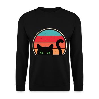 Funny Cat Look - Unisex Sweatshirt - black - Front - Alina (178cm) & Michal (187cm)