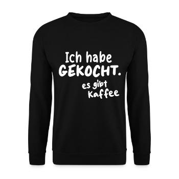 KAFFEE CAFE LIEBHABER BOHNE KOCHEN GEBRÜHT PAUSE - Unisex Pullover - Schwarz - Vorne - Alina (178cm) & Michal (187cm)