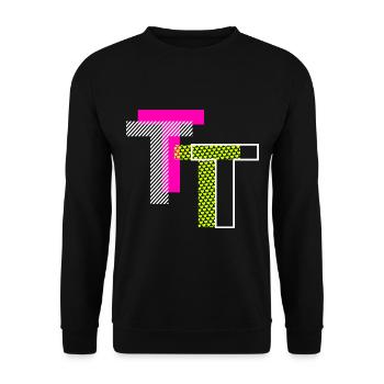 Lettre T - Sweat-shirt Unisexe - noir - Devant - Alina (178cm) & Michal (187cm)