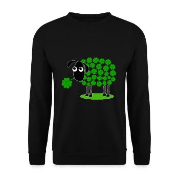 Mouton avec trèfle - cadeau de laine de trèfle - Sweat-shirt Unisexe - noir - Devant - Alina (178cm) & Michal (187cm)