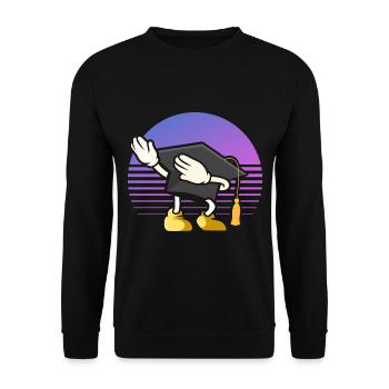 Tupfende Akademikerkappe Graduierung - Unisex Pullover - Schwarz - Vorne - Alina (178cm) & Michal (187cm)