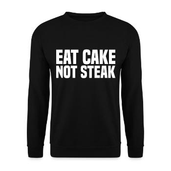Eat Cake Not Steak - Vegan Saying - Unisex Sweatshirt - black - Front - Alina (178cm) & Michal (187cm)