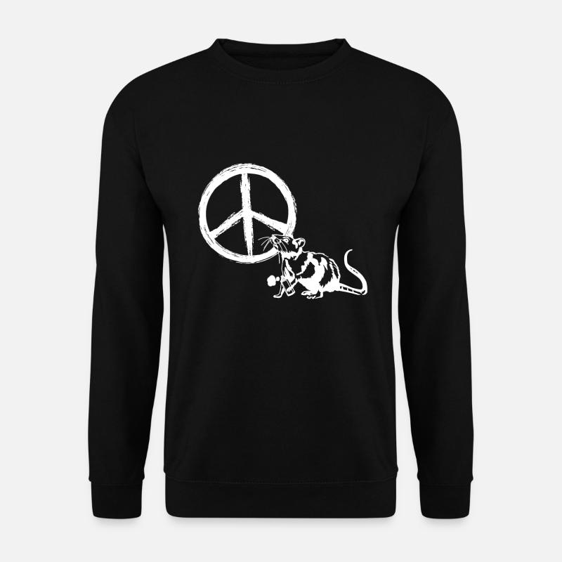 Peace Ratte Peace Zeichen Street Art Graffiti - Unisex Pullover - Schwarz