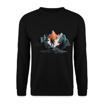 OUTDOOR MOUNTAINS HIKING HIKER - Unisex Sweatshirt - black - Front - Alina (178cm) & Michal (187cm)