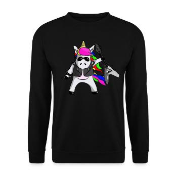 Cool Unicorn Einhorn Rock Star - Unisex Sweatshirt - black - Front - Alina (178cm) & Michal (187cm)