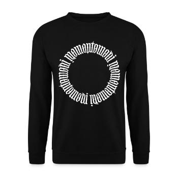 Ambigram "Memento mori" (white) - Unisex Sweatshirt - black - Front - Alina (178cm) & Michal (187cm)