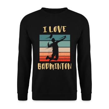 I love Badminton Jump Smash - Unisex Sweatshirt - black - Front - Alina (178cm) & Michal (187cm)