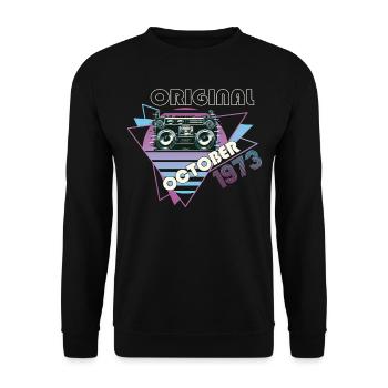 Vintage 1973 Cadeau d’anniversaire Cassette Rétro - Sweat-shirt Unisexe - noir - Devant - Alina (178cm) & Michal (187cm)