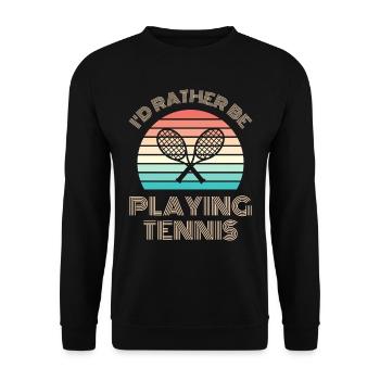 Je préfère jouer au tennis en disant Retro Sun - Sweat-shirt Unisexe - noir - Devant - Alina (178cm) & Michal (187cm)