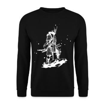 Guerreir Samurai Japan Vater-Sohn-Geschenk - Unisex Pullover - Schwarz - Vorne - Alina (178cm) & Michal (187cm)