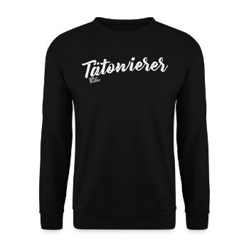 Tätowierer is a leiwande Hockn - Unisex Pullover - Schwarz - Vorne - Alina (178cm) & Michal (187cm)