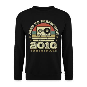 Original Vintage Geburtstag Geschenkidee 2010 - Unisex Pullover - Schwarz - Vorne - Alina (178cm) & Michal (187cm)