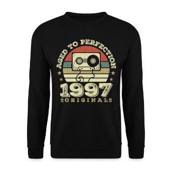 Original Vintage Jubiläumsgeschenkidee 1997 - Unisex Pullover - Schwarz - Vorne - Alina (178cm) & Michal (187cm)