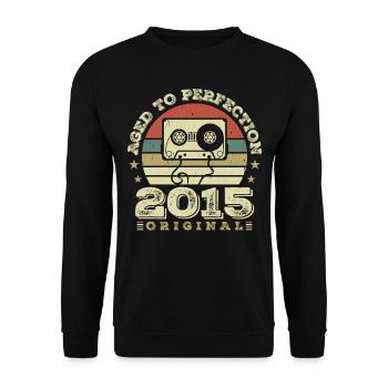 Original Vintage Jubiläums-Geschenkidee 2015 - Unisex Pullover - Schwarz - Vorne - Alina (178cm) & Michal (187cm)