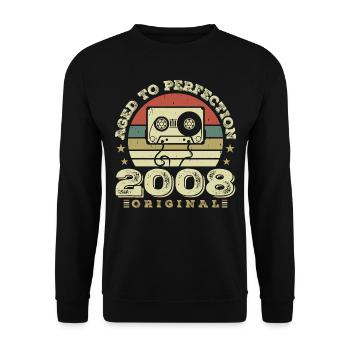 Original Vintage Jubiläumsgeschenkidee 2008 - Unisex Pullover - Schwarz - Vorne - Alina (178cm) & Michal (187cm)