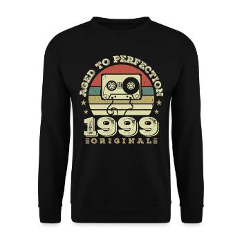 Original Vintage Jubiläums-Geschenkidee 1999 - Unisex Pullover - Schwarz - Vorne - Alina (178cm) & Michal (187cm)