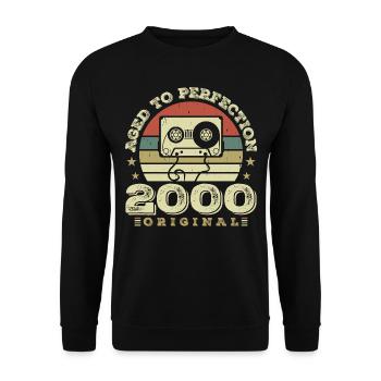 Idée Cadeau Anniversaire Vintage Original 2000 - Sweat-shirt Unisexe - noir - Devant - Alina (178cm) & Michal (187cm)