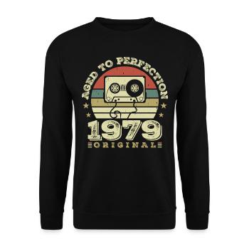 Original Vintage Jubiläums-Geschenkidee 1979 - Unisex Pullover - Schwarz - Vorne - Alina (178cm) & Michal (187cm)