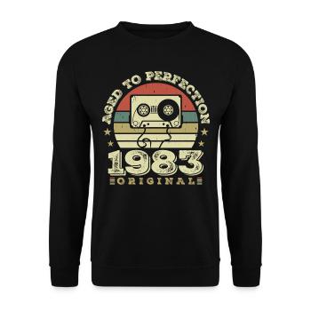 Original Vintage Jubiläumsgeschenkidee 1983 - Unisex Pullover - Schwarz - Vorne - Alina (178cm) & Michal (187cm)